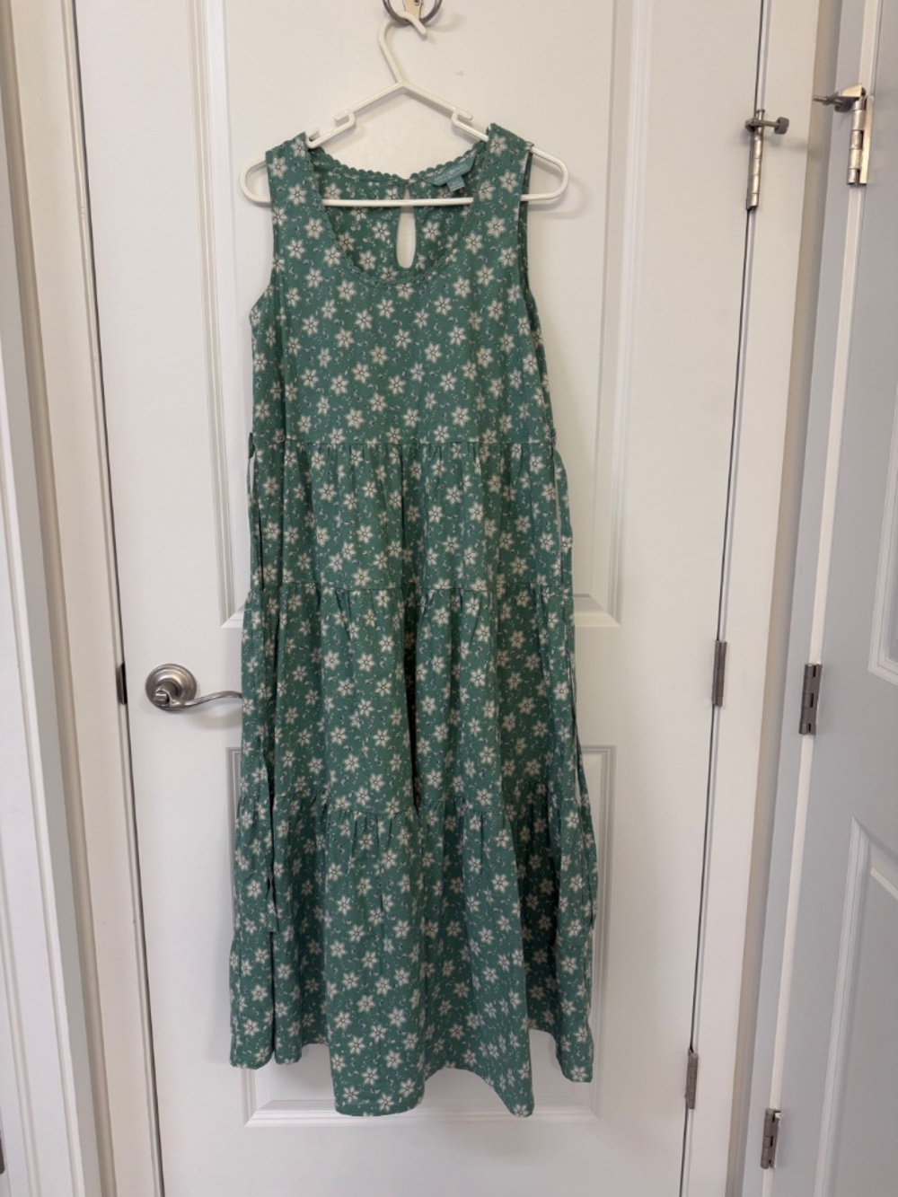 April Cornell Green Floral Tiered Midi Dress XXS | Cottagecore Sleeveless Dress - Picture 7 of 10